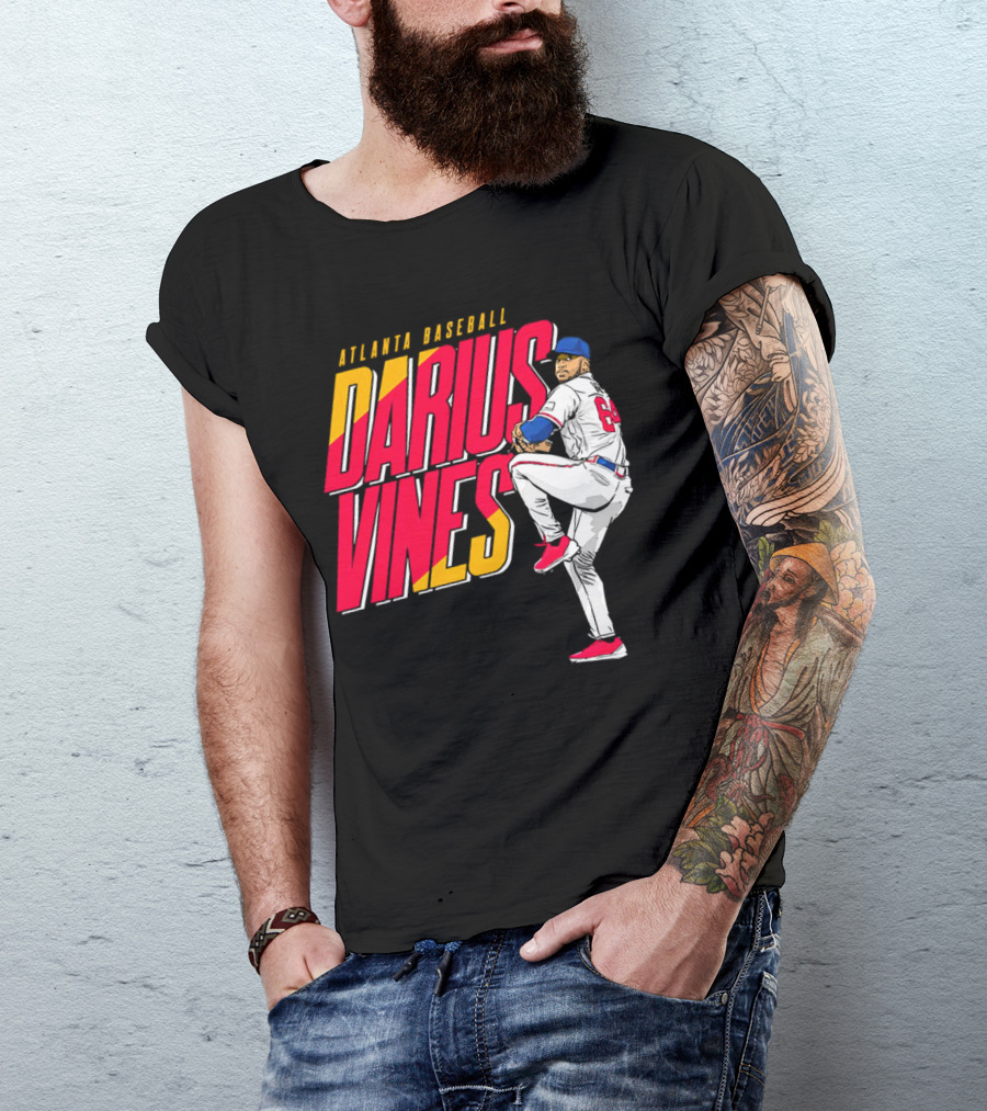 Atlanta Baseball Darius Vines 64 Pitching Action T-Shirt