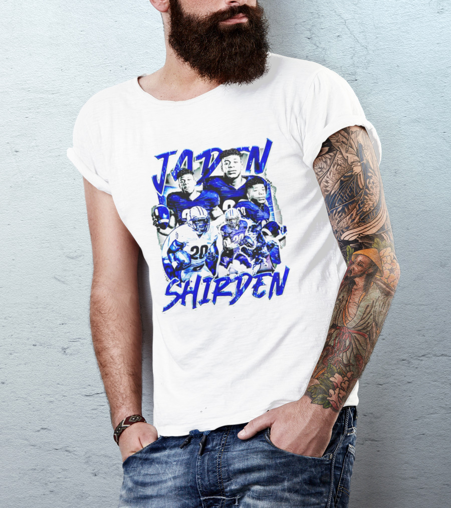 Jaden Shirden Monmouth Hawks Football Vintage Player Collage T-Shirt