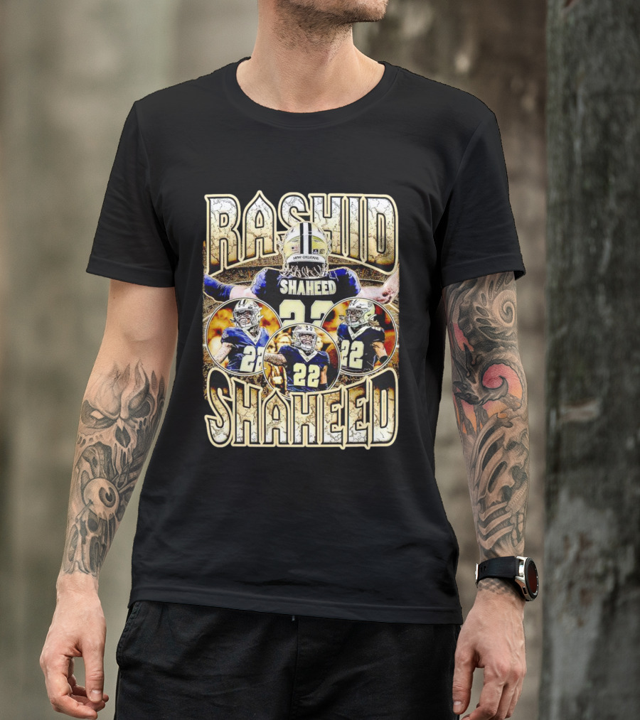 Rashid Shaheed 22 New Orleans Saints Vintage Football Collage T-Shirt