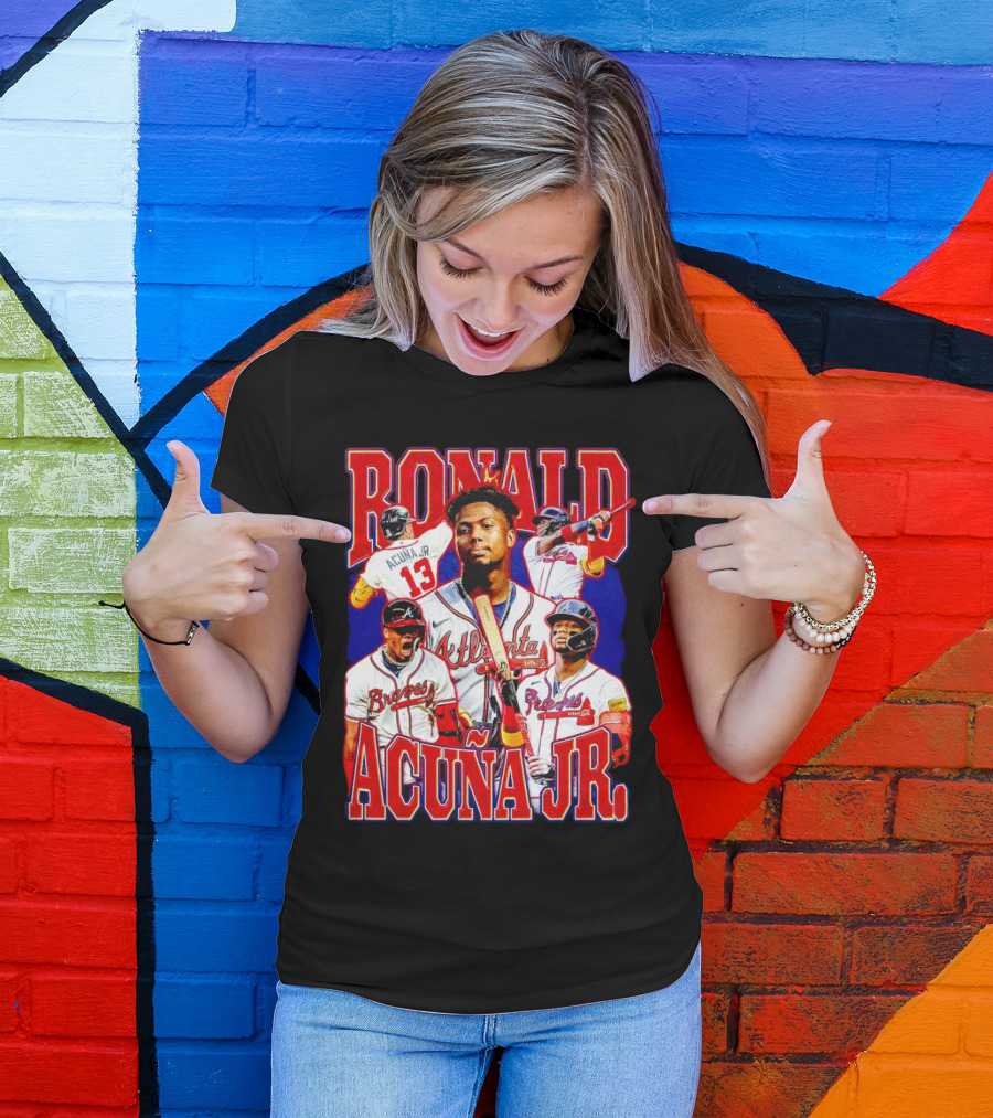 Ronald Acuña Jr Atlanta Braves Vintage Baseball Player Collage T-Shirt