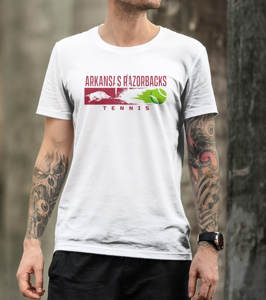 Arkansas Razorbacks Tennis Neon Green Ball And Hog T-Shirt