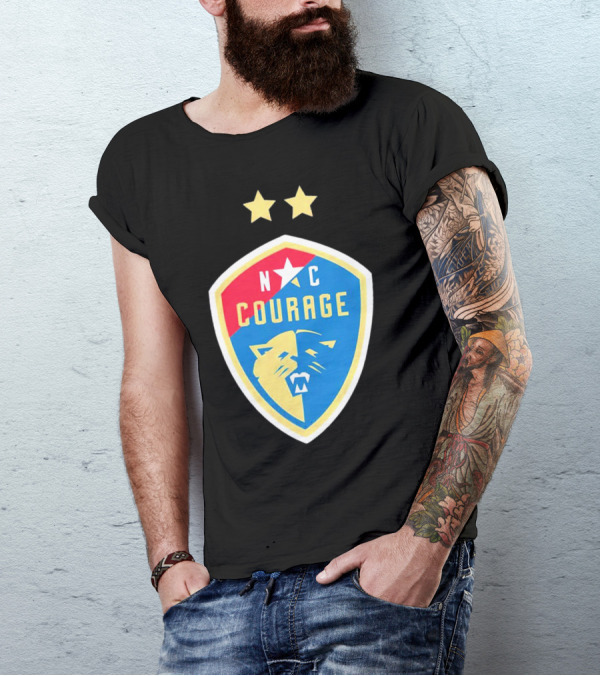 North Carolina Courage Shield N C Star And Lion Emblem Two Stars T-Shirt