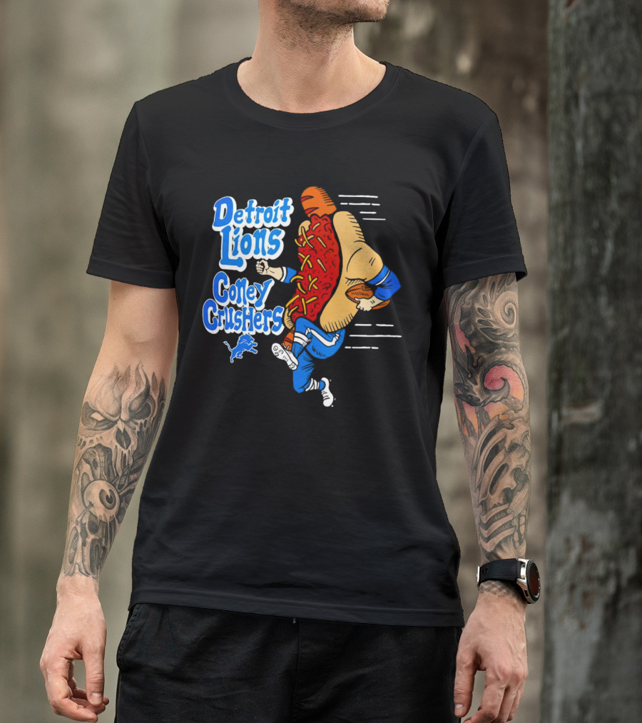 Detroit Lions Coney Crushers Football Hot Dog Dash T-Shirt