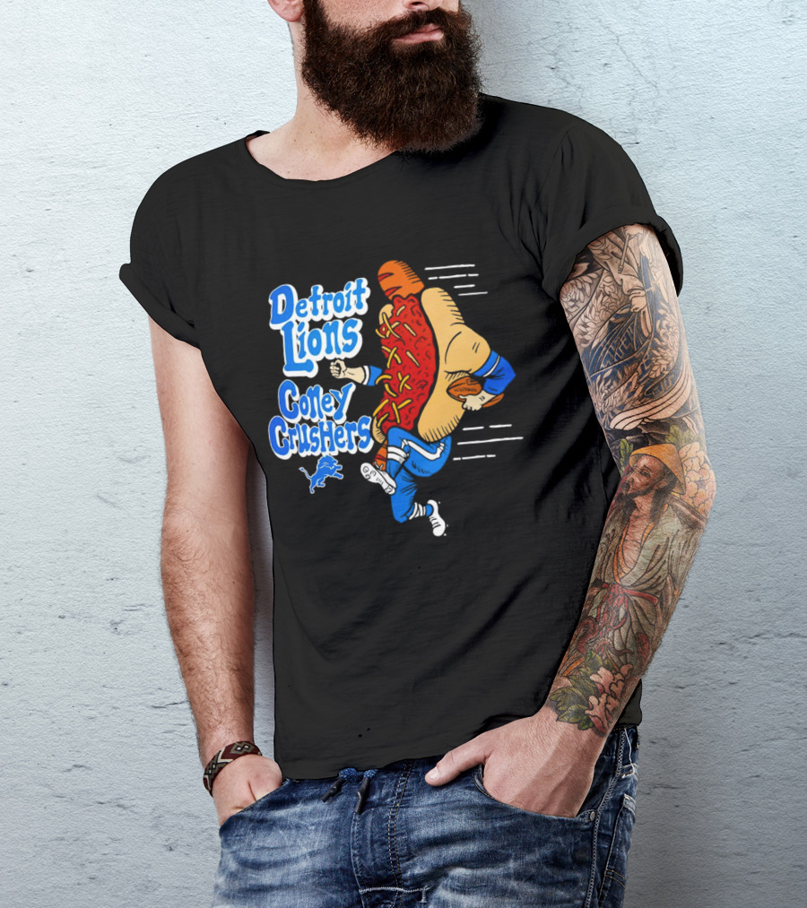 Detroit Lions Coney Crushers Football Hot Dog Dash T-Shirt