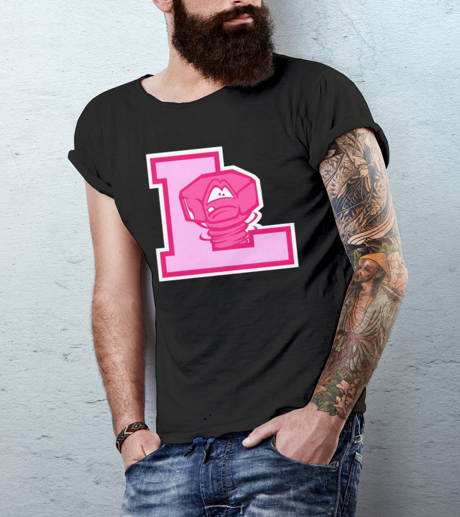 Lansing Lugnuts Pink L Logo Retro T-Shirt