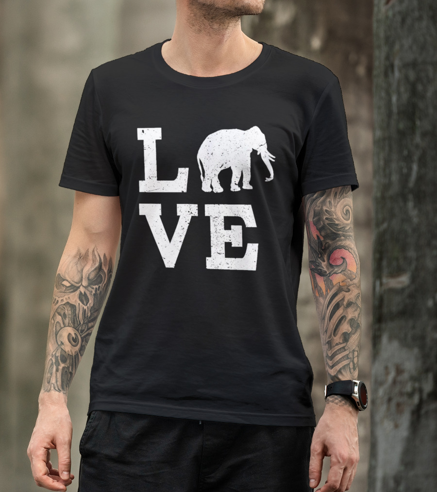 Love Elephant Vintage Style Animal T-Shirt