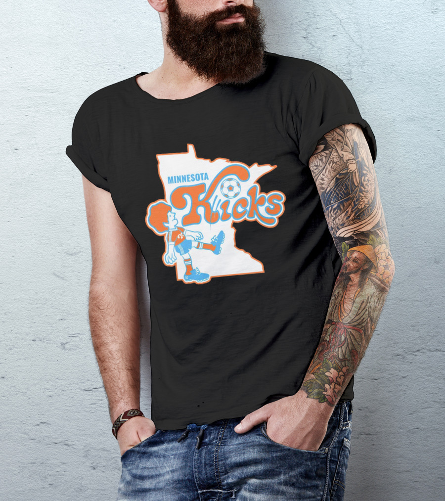 Minnesota Kicks Soccer Player In State Outline T-Shirt