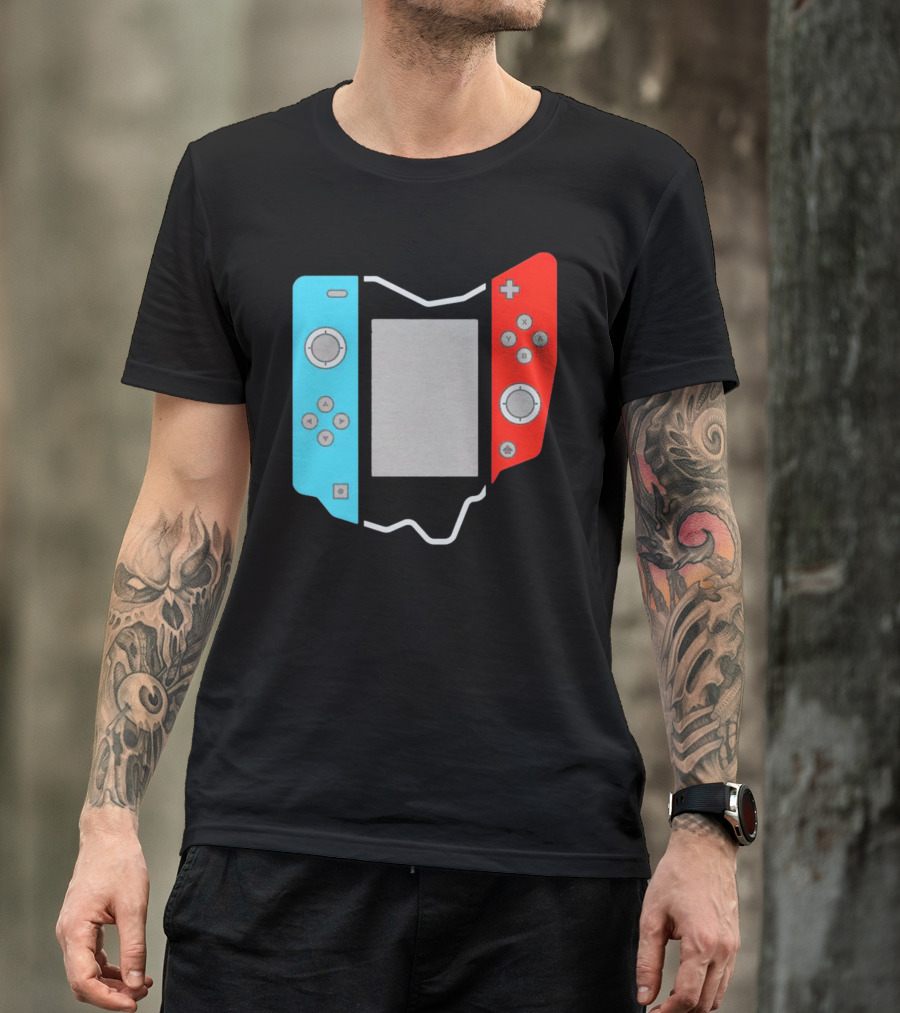 Ohio Gamepad Outline With Blue And Red Controller T-Shirt