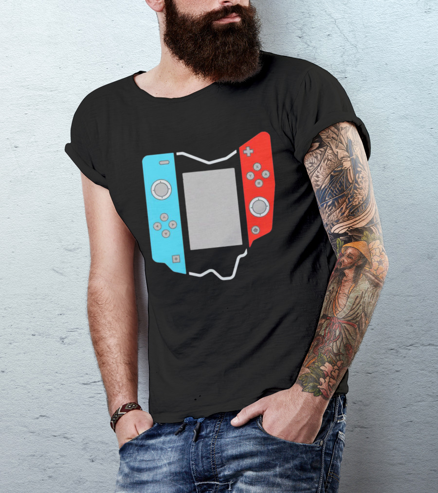 Ohio Gamepad Outline With Blue And Red Controller T-Shirt