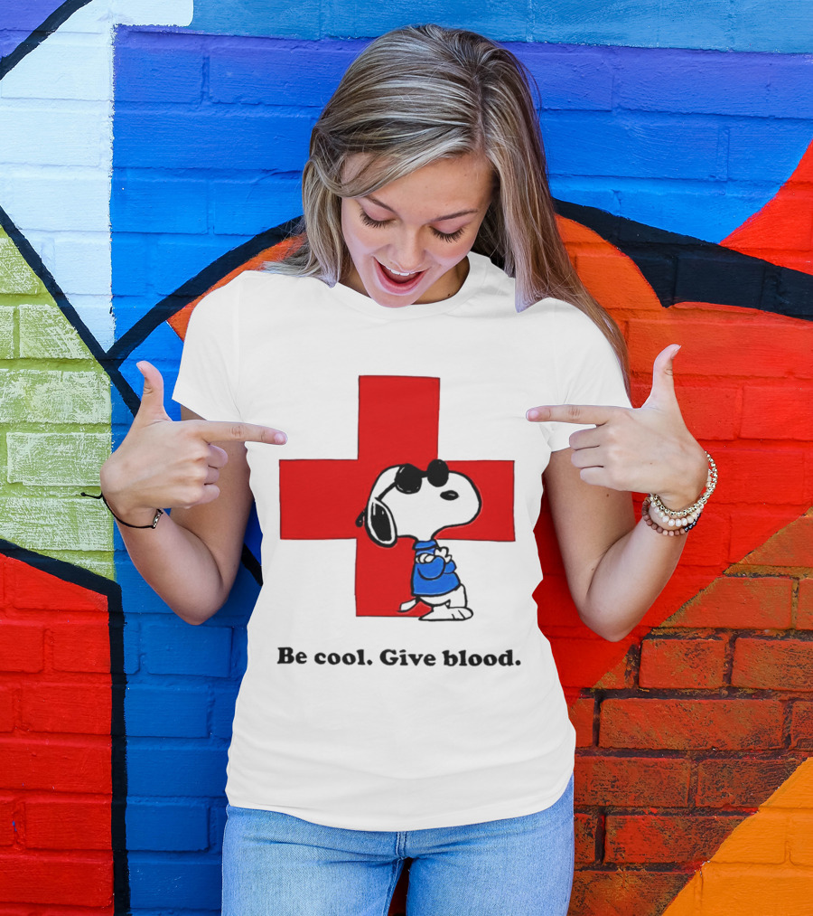 Snoopy Be Cool Give Blood Peanuts Red Cross T-Shirt