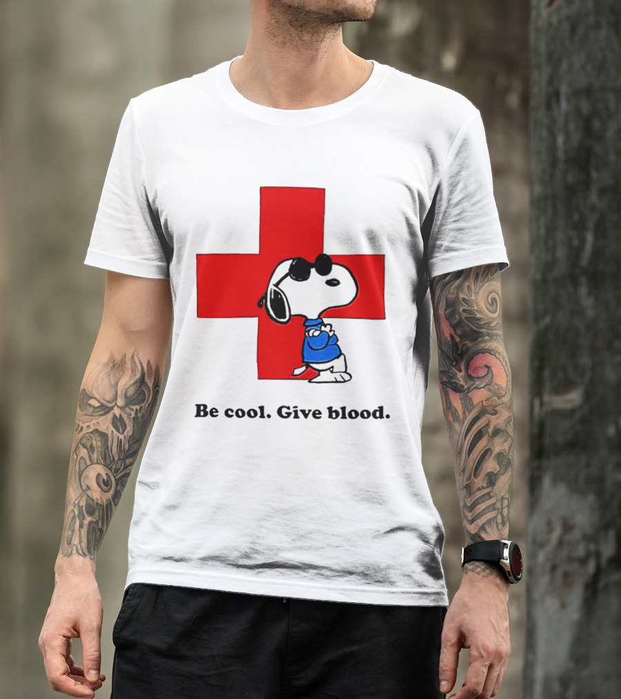 Snoopy Be Cool Give Blood Peanuts Red Cross T-Shirt