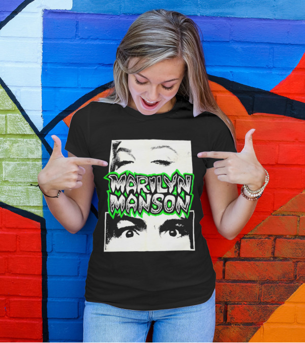 Marilyn Manson Face Illusion With Eyes Contrast T-Shirt