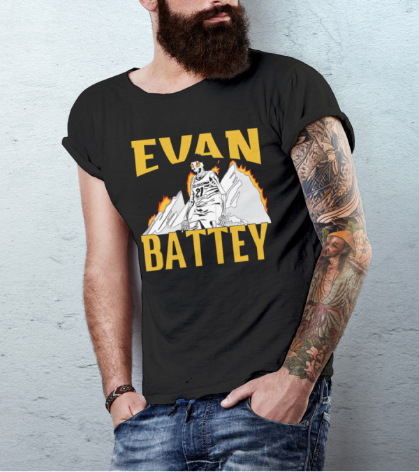 Evan Battey Colorado Buffaloes Basketball 21 Mountain Flames T-Shirt
