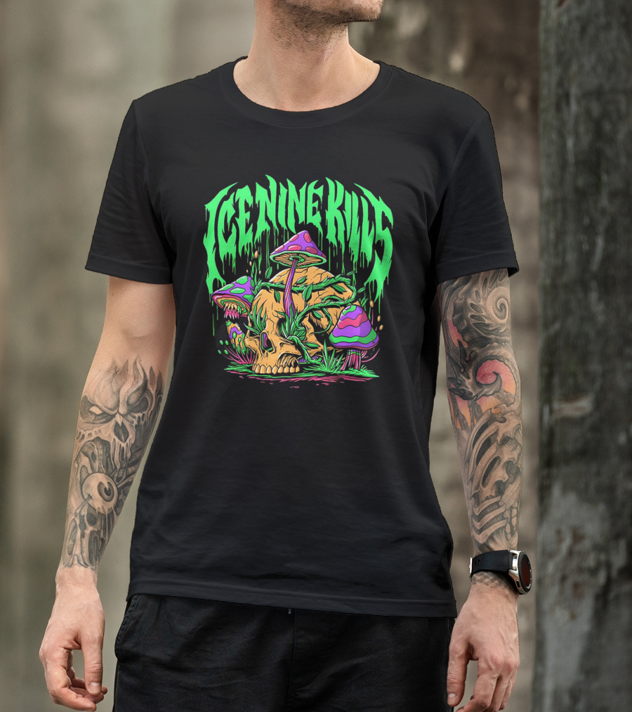 Ice Nine Kills Skull With Psychedelic Mushrooms T-Shirt