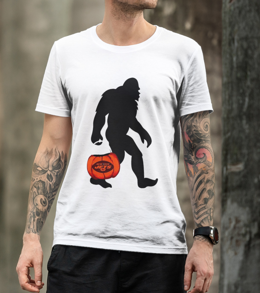 New York Jets Bigfoot Halloween Pumpkin T-Shirt