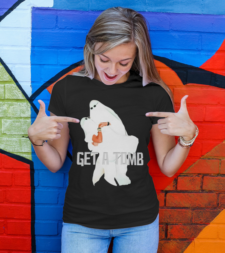GET A TOMB Ghosts Carrying Figure Halloween Humor T-Shirt