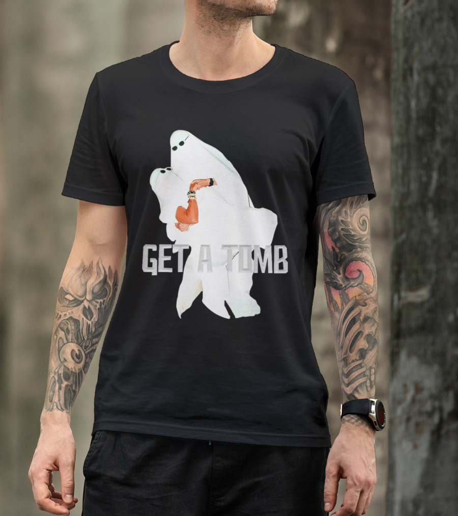 GET A TOMB Ghosts Carrying Figure Halloween Humor T-Shirt
