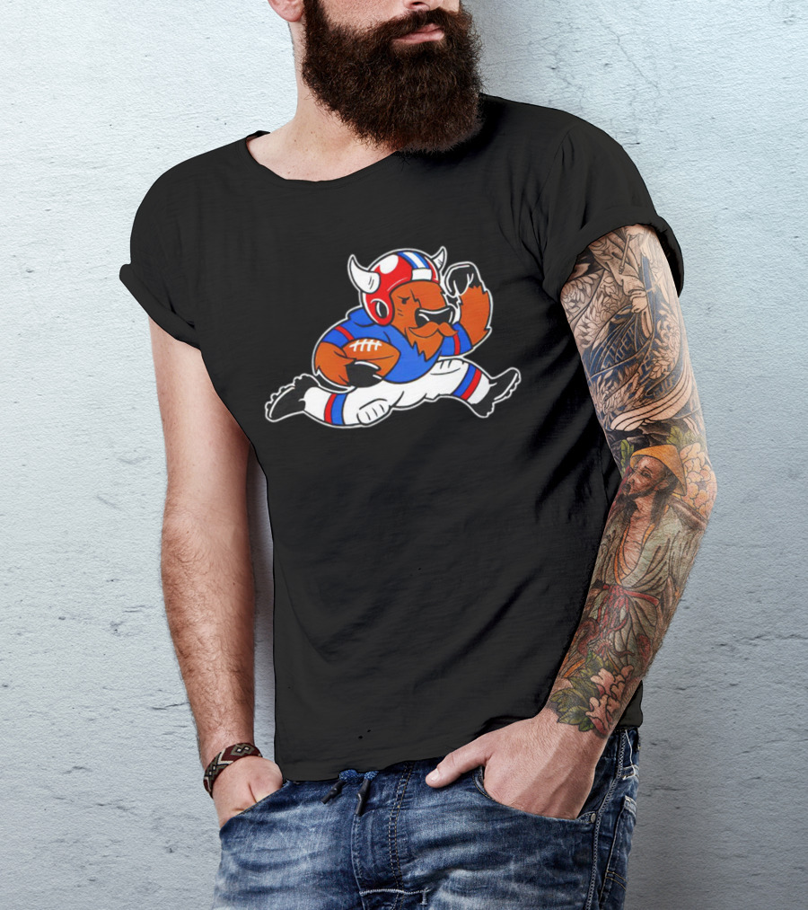 Running Buffalo Football Player In Blue And Red Helmet Monopolizing Wins T-Shirt