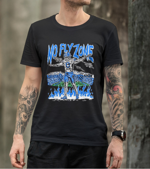 BYU Football Skeleton No Fly Zone Airplanes Mountains Flames T-Shirt
