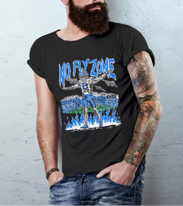 BYU Football Skeleton No Fly Zone Airplanes Mountains Flames T-Shirt