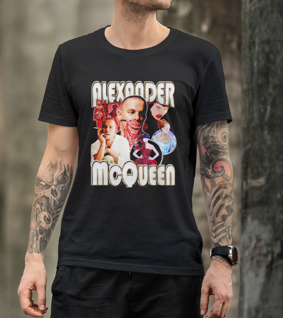Alexander McQueen Fashion Iconography And Portrait Collage T-Shirt