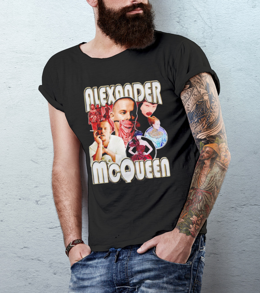 Alexander McQueen Fashion Iconography And Portrait Collage T-Shirt
