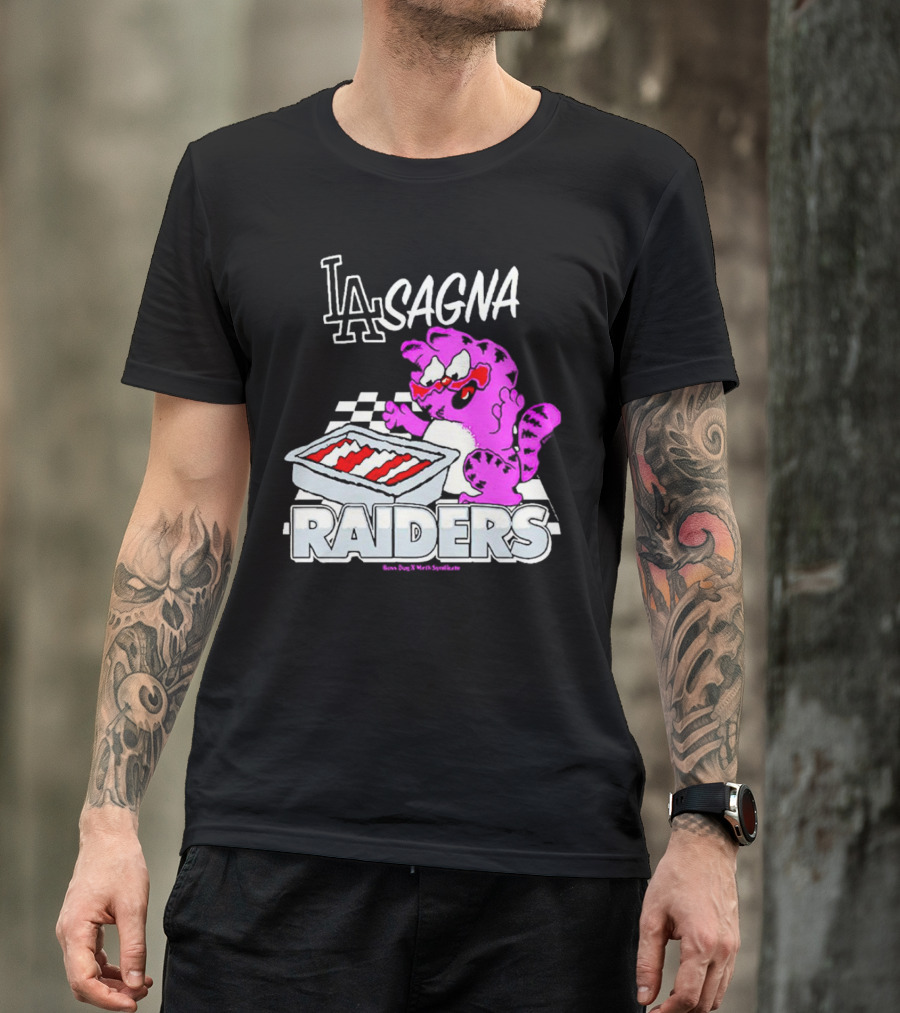 Garfield Lasagna Raiders LA Pink Cat Northumberland T-Shirt