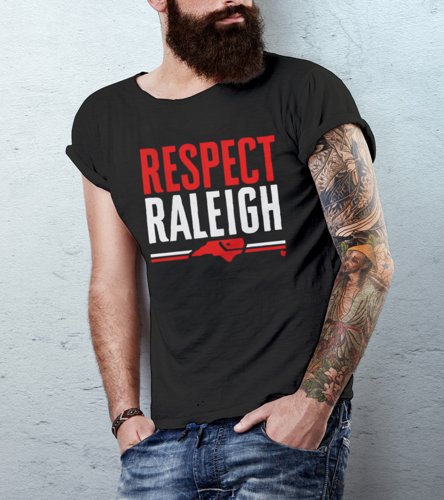 Respect Raleigh North Carolina Map Outline T-Shirt