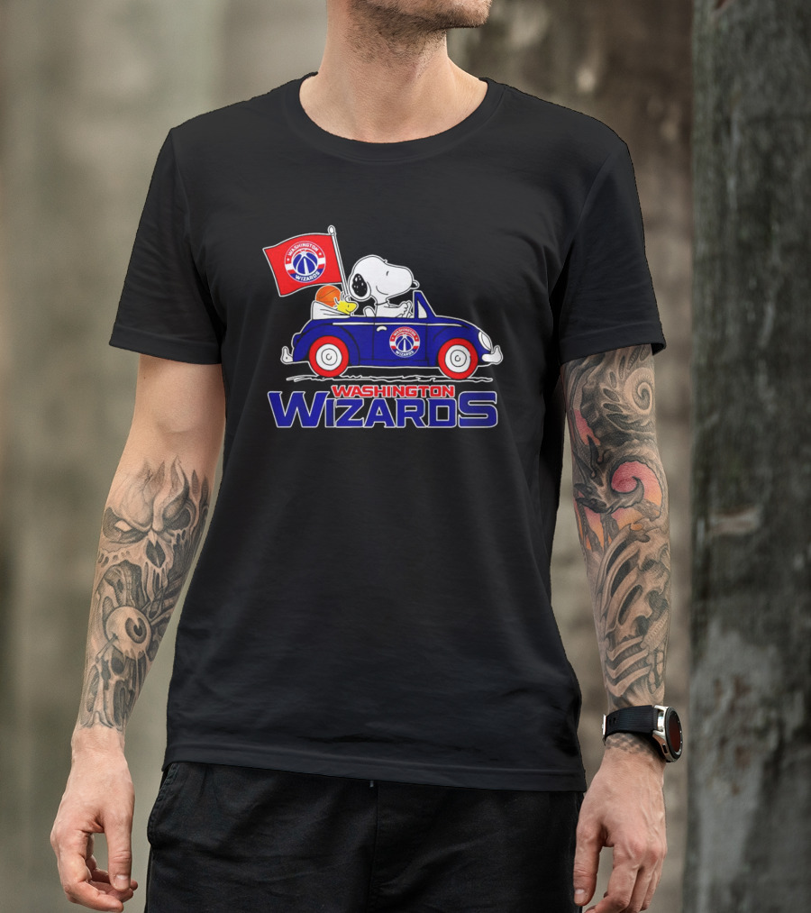 Washington Wizards Snoopy Driving Car With Basketball T-Shirt