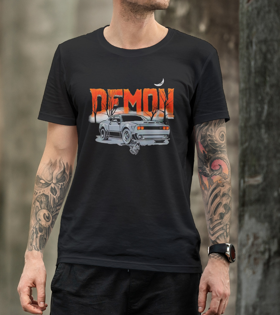 Dodge Challenger SRT Demon Halloween Moonlit Night T-Shirt