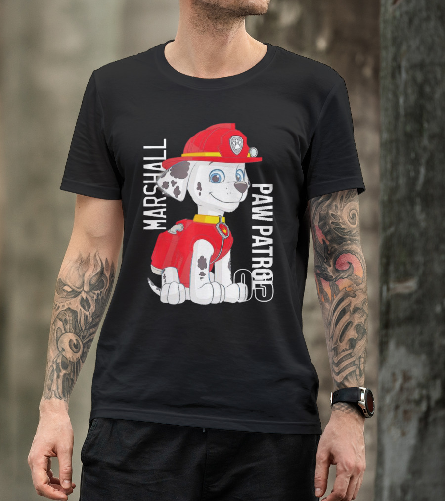 Marshal Paw Patrol Firefighter Pup With Bone Tag T-Shirt
