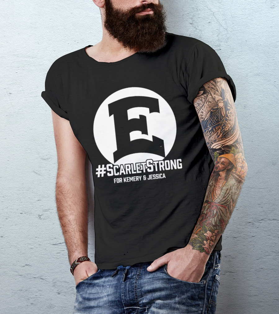 ScarletStrong For Kemery And Jessica Bold E Logo Emblem T-Shirt