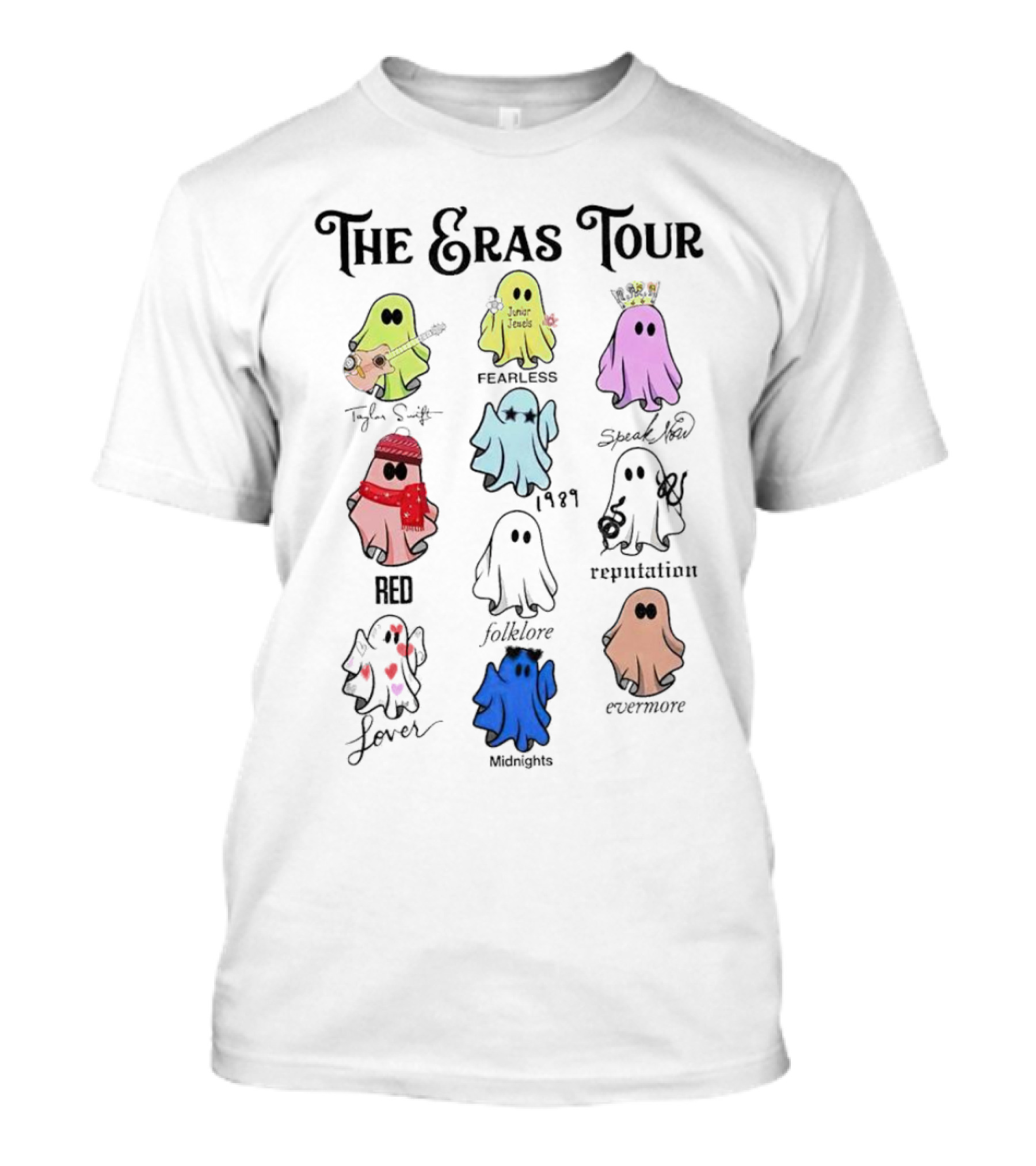 The Eras Tour Ghosts Halloween Fearless Speak Now Red Folklore Reputation Lover Midnights Evermore Taylor Swift T-Shirt