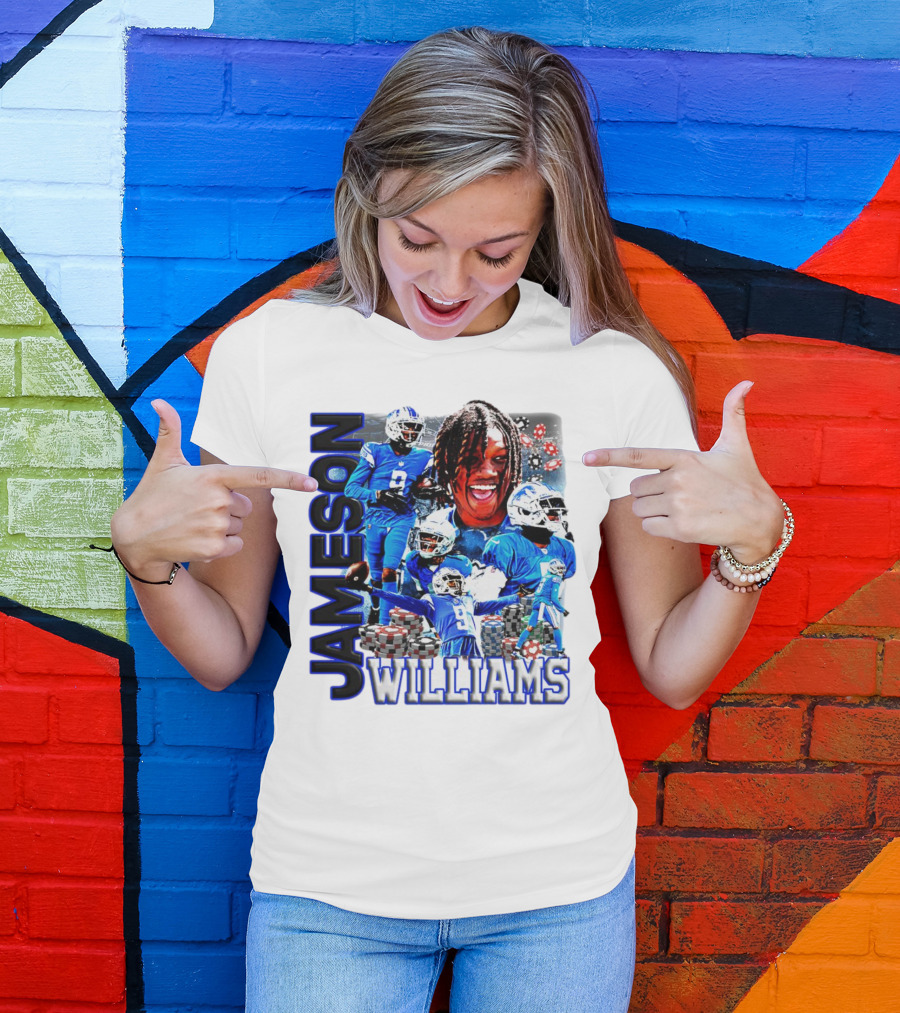 Jameson Williams Detroit Lions Football NFL Athlete Montage T-Shirt