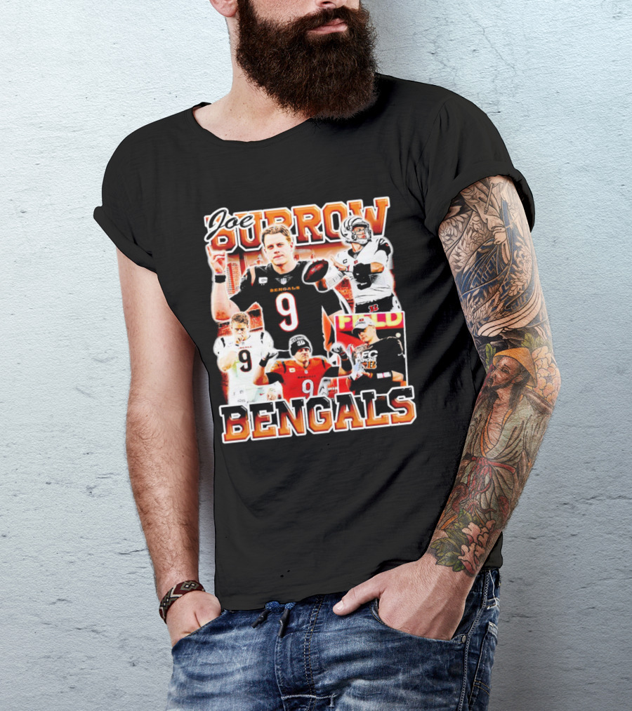 Joe Burrow Bengals Legends Number 9 Quarterback Cincinnati NFL Stars T-Shirt