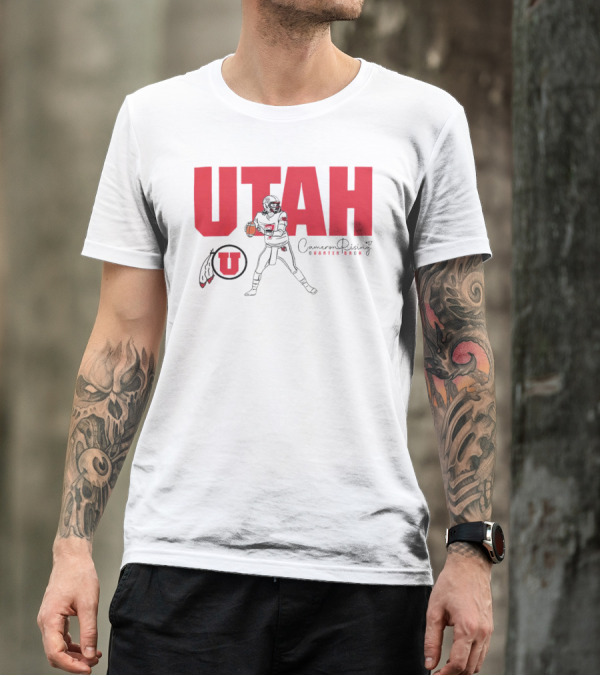 Utah Utes #7 Cameron Rising Quarterback Caricature T-Shirt