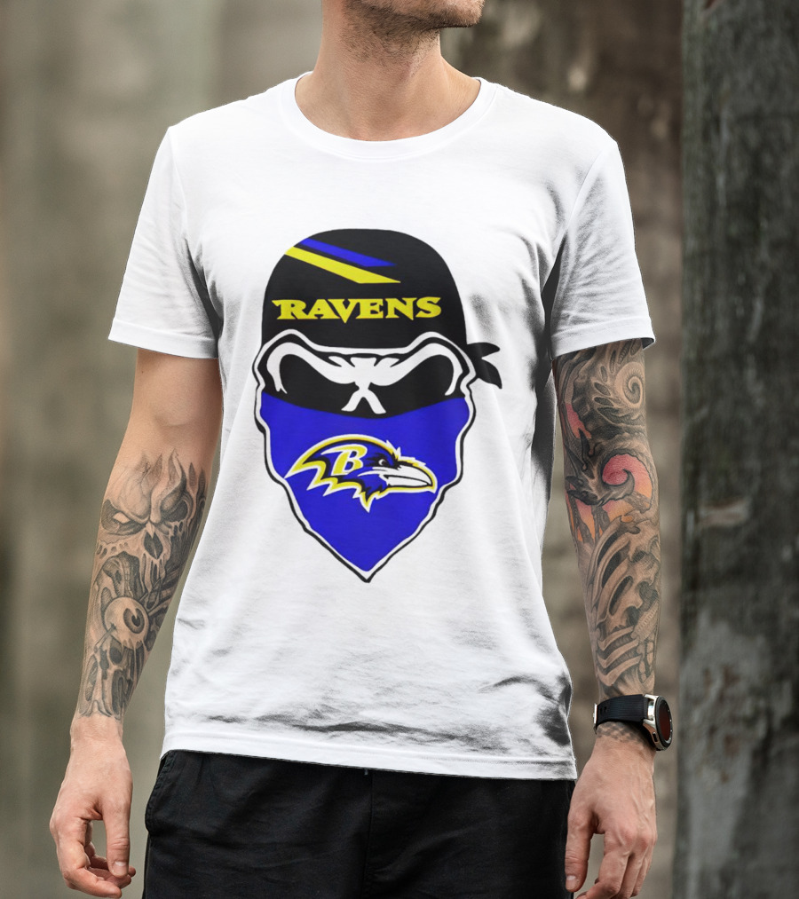 Ravens Skull Bandana Logo Baltimore Ravens T-Shirt