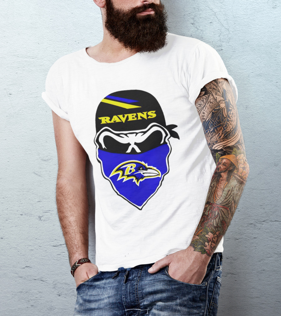 Ravens Skull Bandana Logo Baltimore Ravens T-Shirt