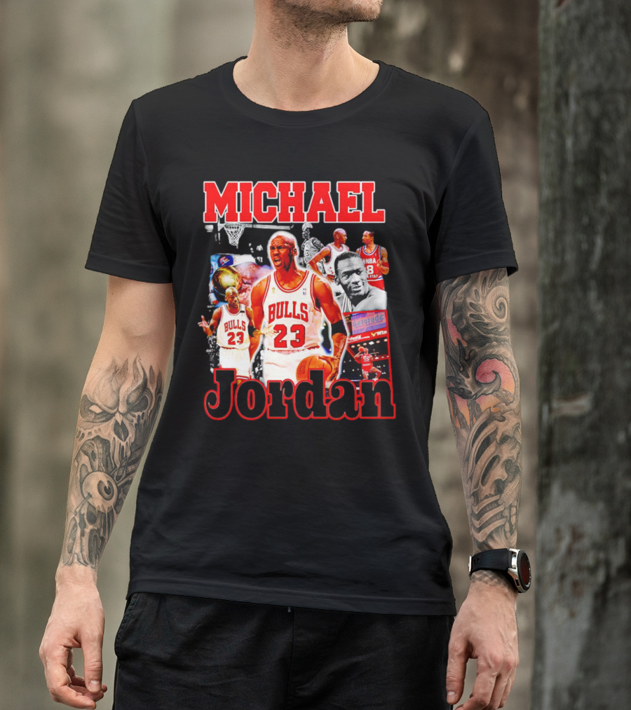 Michael Jordan Bulls 23 Basketball Legend Collage T-Shirt