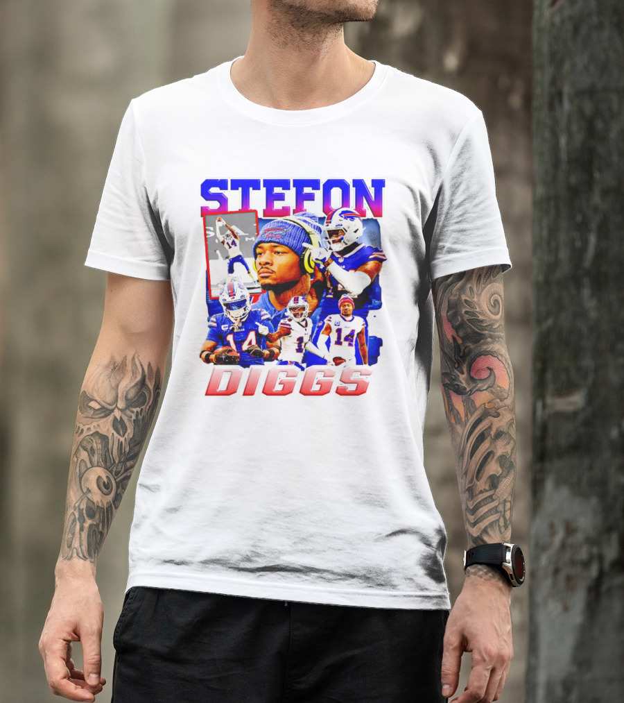 Stefon Diggs Buffalo Bills Football NFL Player Collage In Action T-Shirt