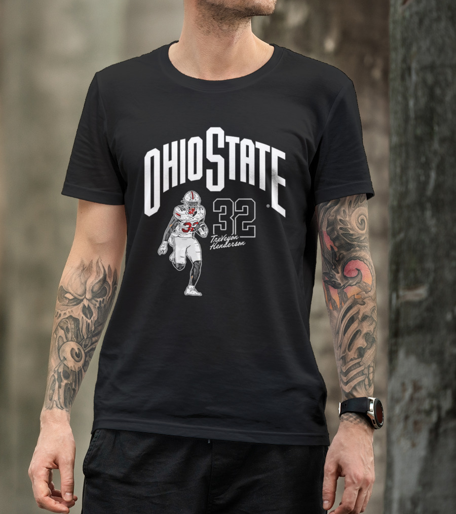 Ohio State Buckeyes Treveyon Henderson 32 Cartoon Player T-Shirt