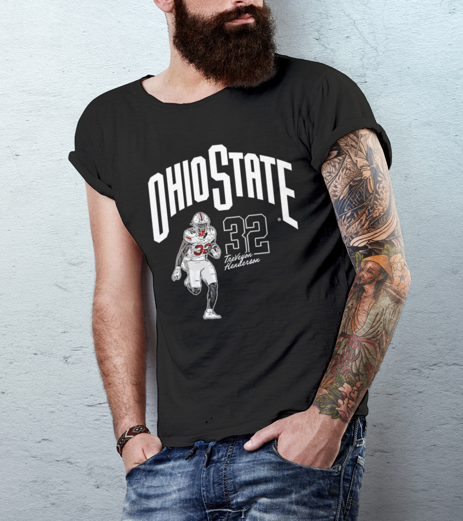 Ohio State Buckeyes Treveyon Henderson 32 Cartoon Player T-Shirt