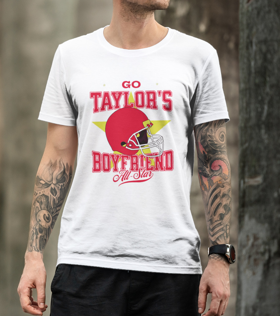 Go Taylor's Boyfriend All-Star Red Helmet Kansas City Chiefs T-Shirt