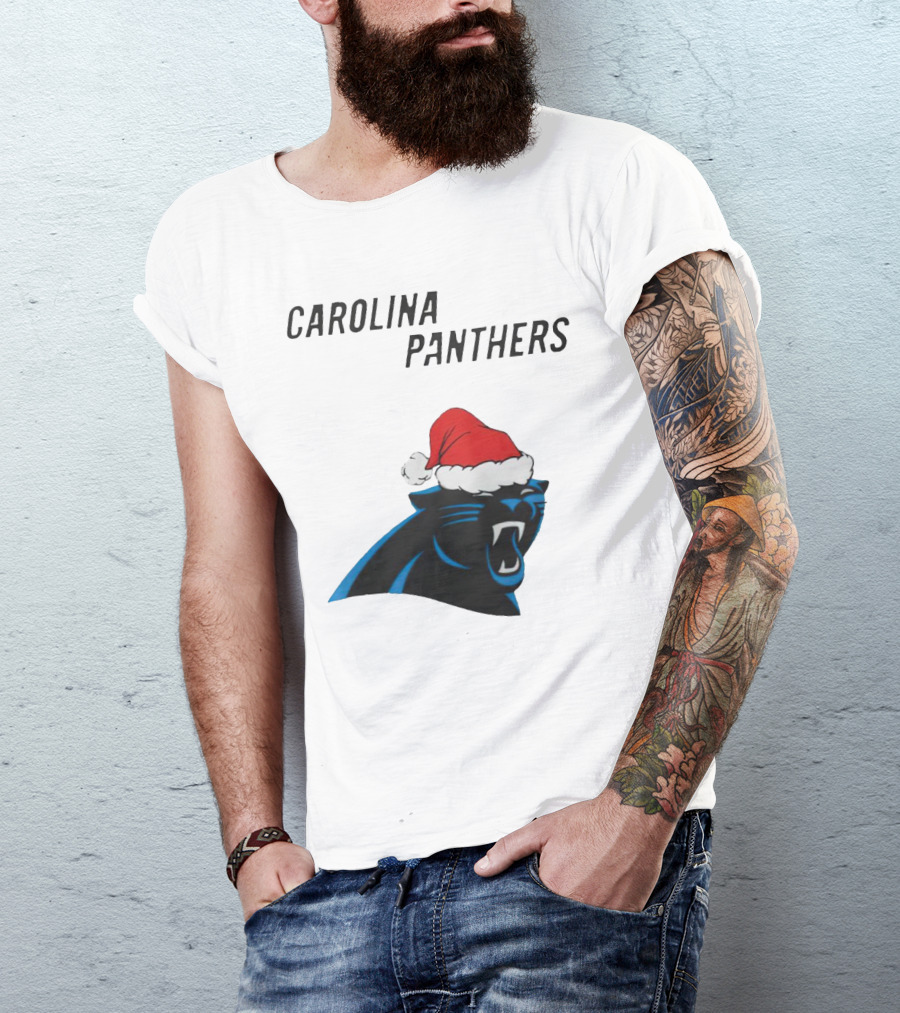 Carolina Panthers Christmas Santa Hat T-Shirt
