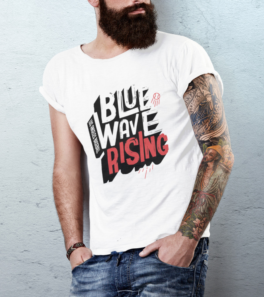 Blue Wave Rising Los Angeles Dodgers Baseball T-Shirt