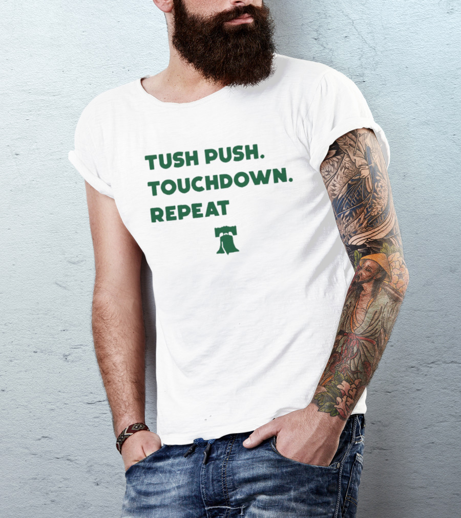 Philadelphia Eagles Tush Push Touchdown Repeat Liberty Bell T-Shirt