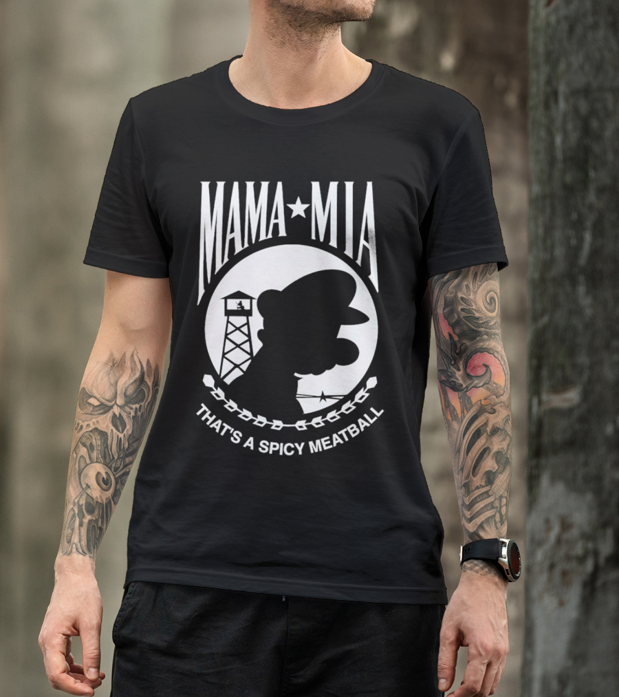 MAMA MIA THAT'S A SPICY MEATBALL Mario Silhouette Prison Tower T-Shirt