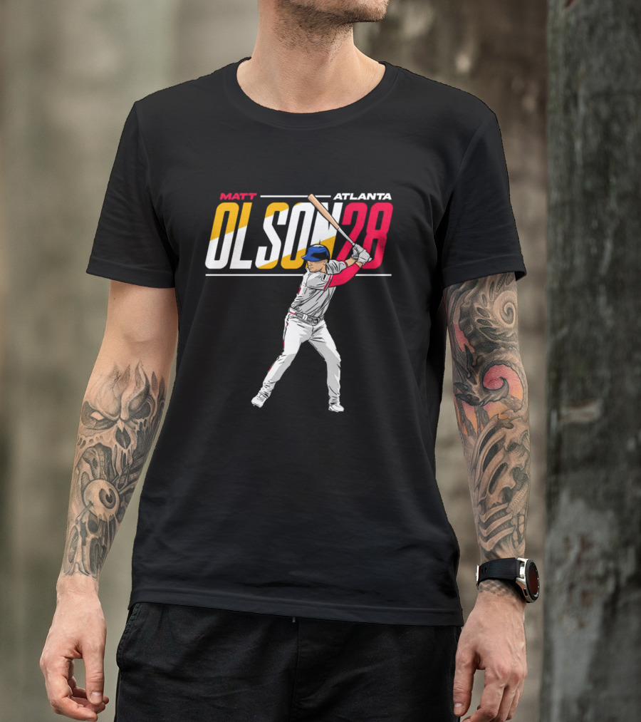 MATT OLSON ATLANTA OLSON 28 CARTOON VINTAGE BASEBALL BATTER T-Shirt