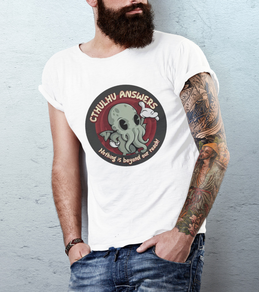 Cthulhu Answers Nothing Is Beyond Our Reach Cartoon T-Shirt