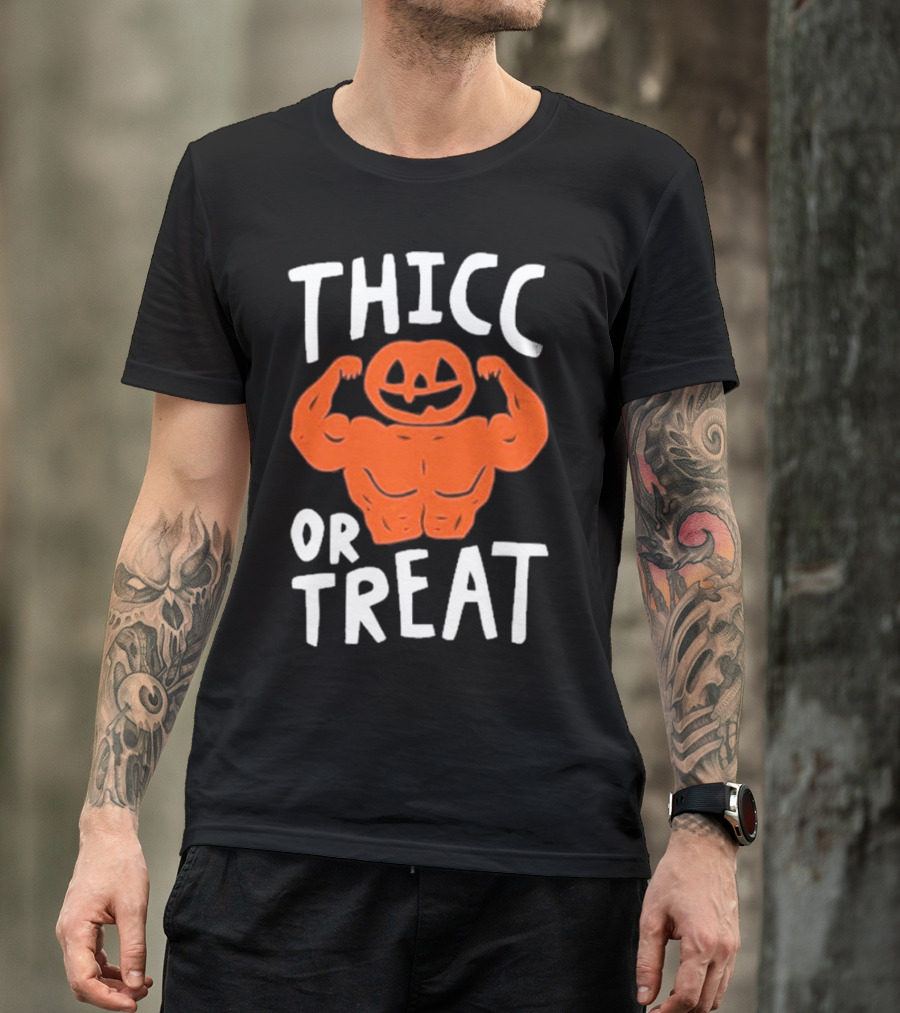Bri Missbrisolo Thicc Or Treat Halloween Pumpkin Jack-O'-Lantern Bodybuilder T-Shirt